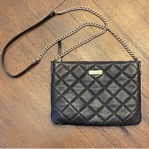 Kate Spade Quilted Black Crossbody with Gold Chain